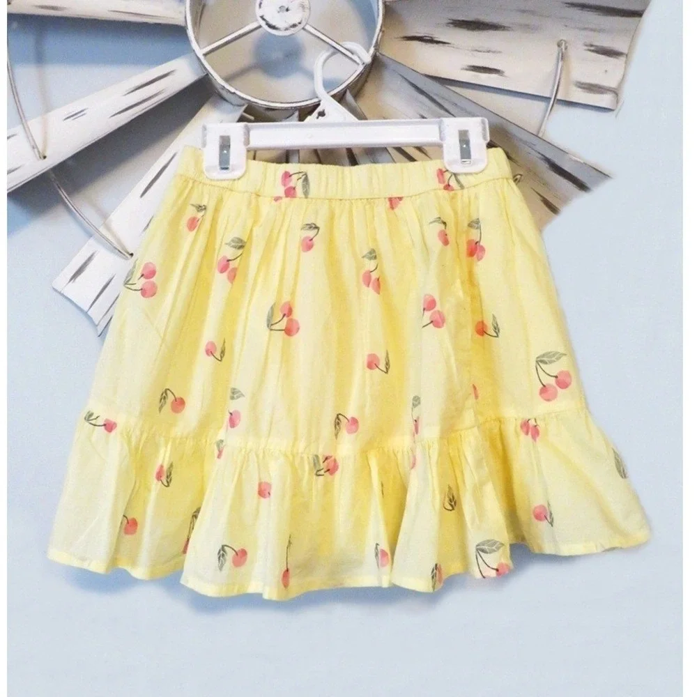 NWT Gap Kids Girls 12 (XL) Yellow Cherry Print Tiered Ruffle Skort‎ Skirt